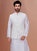 Embroidered Georgette White Festival Wear Embroidery Work Readymade Men's Waist Coat